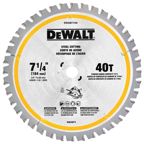 DeWalt 7-1/4 in. D X 5/8 in. Titanium/Carbide Circular Saw Blade 40 teeth 1 pk