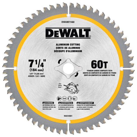 DeWalt 7-1/4 in. D X 5/8 in. Titanium/Carbide Circular Saw Blade 60 teeth 1 pk