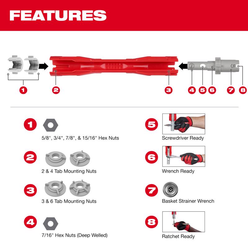 Milwaukee Wrench Red 5 pc