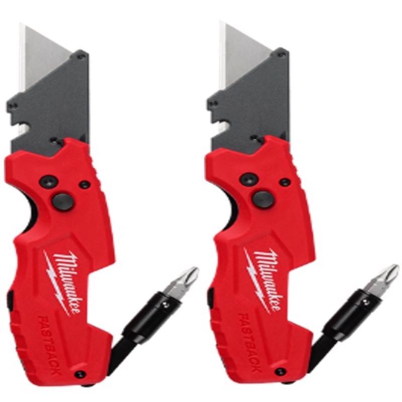 Milwaukee FastBack 2 PACK Folding 6-in-1 Utility Knife Set Red 2 pc