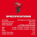 Milwaukee M12 FUEL 3/8 in. Cordless Brushless Subcompact Impact Wrench