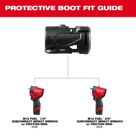 Milwaukee M12 FUEL 1/4 in. Cordless Brushless Subcompact Impact Wrench Protective Boot
