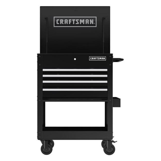 Craftsman 30 in. 4 drawer Metal Black Utility Cart Rolling Tool Cart 41.38 in. H X 22 in. D