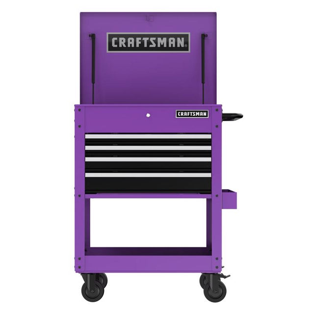 Craftsman 30 in. 4 drawer Metal Purple Utility Cart Rolling Tool Cart 41.38 in. H X 22 in. D