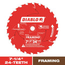 Diablo Tracking Point 7-1/4 in. D X 5/8 in. TiCo Hi-Density Carbide Framing Blade 24 teeth 1 pk