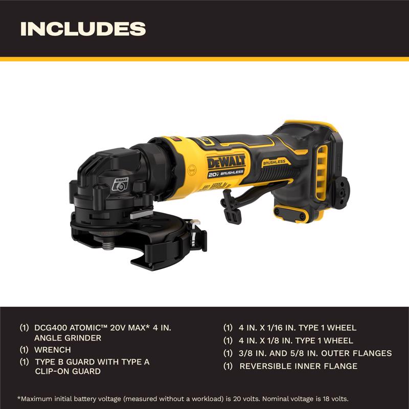 DeWalt 20V MAX ATOMIC Cordless 4 in. Angle Grinder Tool Only