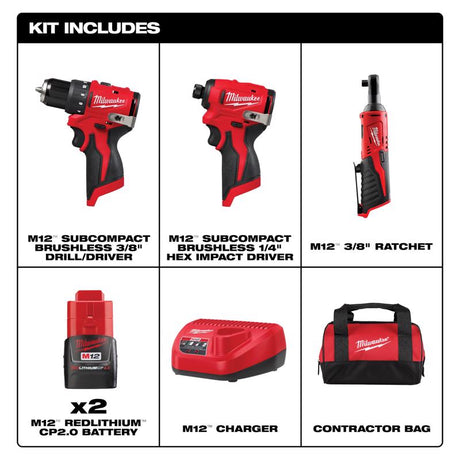 Milwaukee 12V 3/8 in. Brushless Cordless Drill/Driver Kit (Battery & Charger)