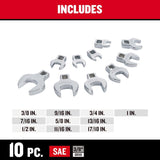 Craftsman SAE Open End Crowfoot Wrench Set 10 pc