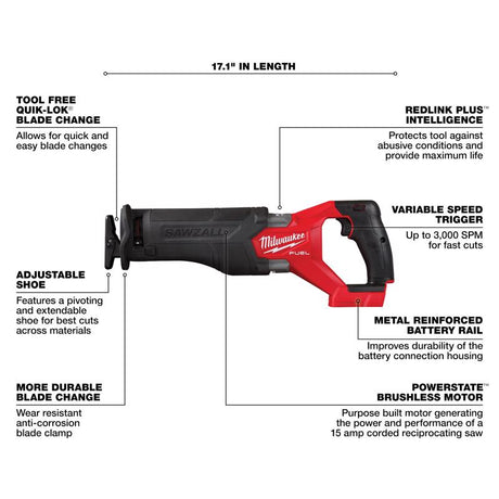 M18 FUEL Brushless Reciprocating Saw with 5.0Ah Battery & Charger Kit
