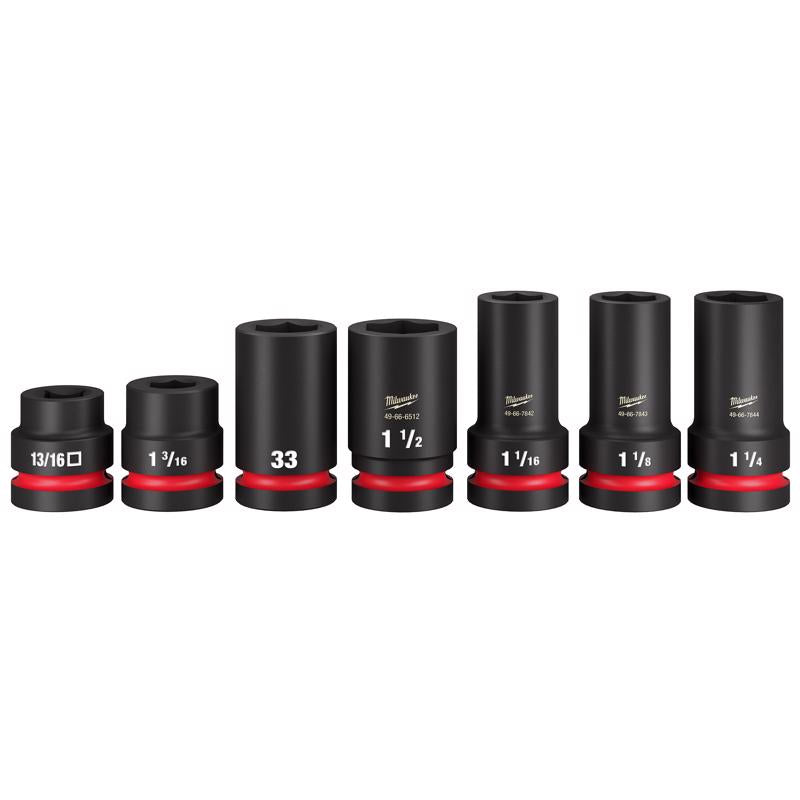 Milwaukee 1 in. drive Metric/SAE Impact Socket Set 7 pc