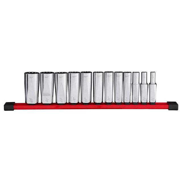 Milwaukee 3/8 in. drive SAE 12 Point Deep Well Socket Set 12 pc