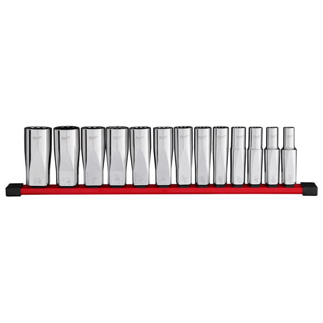 Milwaukee 1/2 in. drive SAE 12 Point Deep Well Socket Set 13 pc