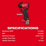 Milwaukee 18V Fuel 1/4 in. Cordless Brushless Hydraulic Impact Driver Tool Only