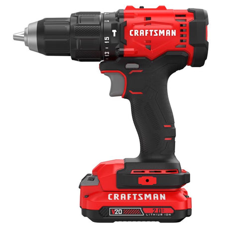 CRAFTSMAN V20 1/2 in. Brushed Cordless Hammer Drill Kit (Battery & Charger)
