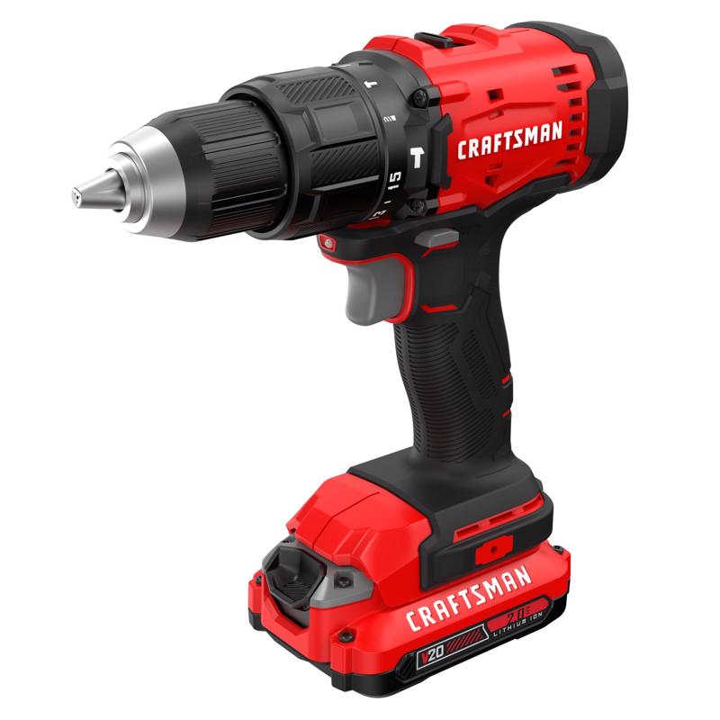 CRAFTSMAN V20 1/2 in. Brushed Cordless Hammer Drill Kit (Battery & Charger)
