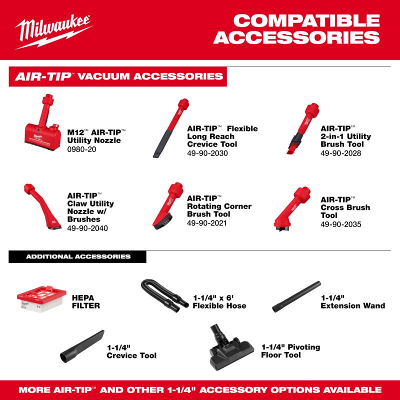 Milwaukee 0.2 gal Cordless Hand Vacuum Tool Only