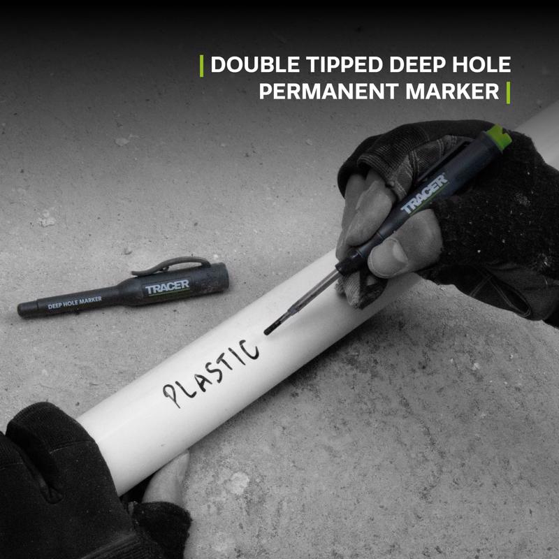 TRACER 6 in. L Deep Hole Deep Hole Marker Black 3 pc