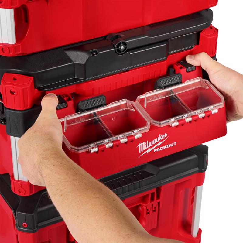 Milwaukee Packout 11.5 in. W X 4.9 in. H X 4.3 in. D Small Parts Bin Plastic 2 compartments Black/Re