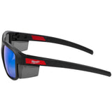 Milwaukee Anti-Fog Polarized Wrap Around Safety Glasses Blue Mirror Lens Black Frame 1 pair