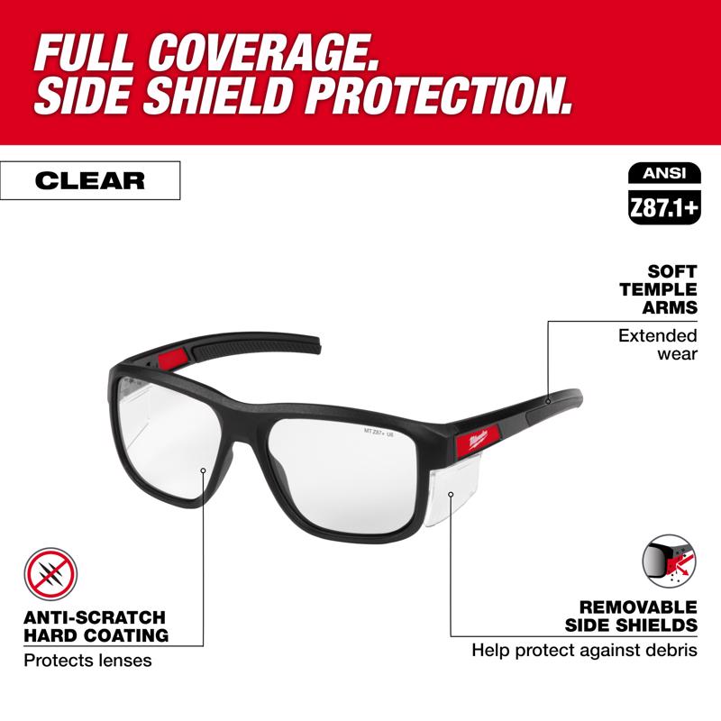 Milwaukee Full Frame Safety Glasses Clear Lens Black Frame 1 pair