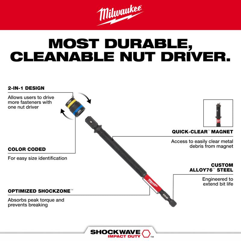 Milwaukee 6 in. L Steel 2-in-1 Magnetic Nut Driver 1 each