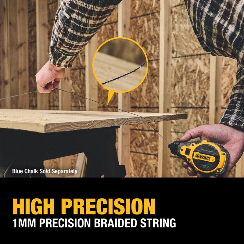 DeWalt Red Bi-Material Chalk Line Reel Kit Bold Braided Line