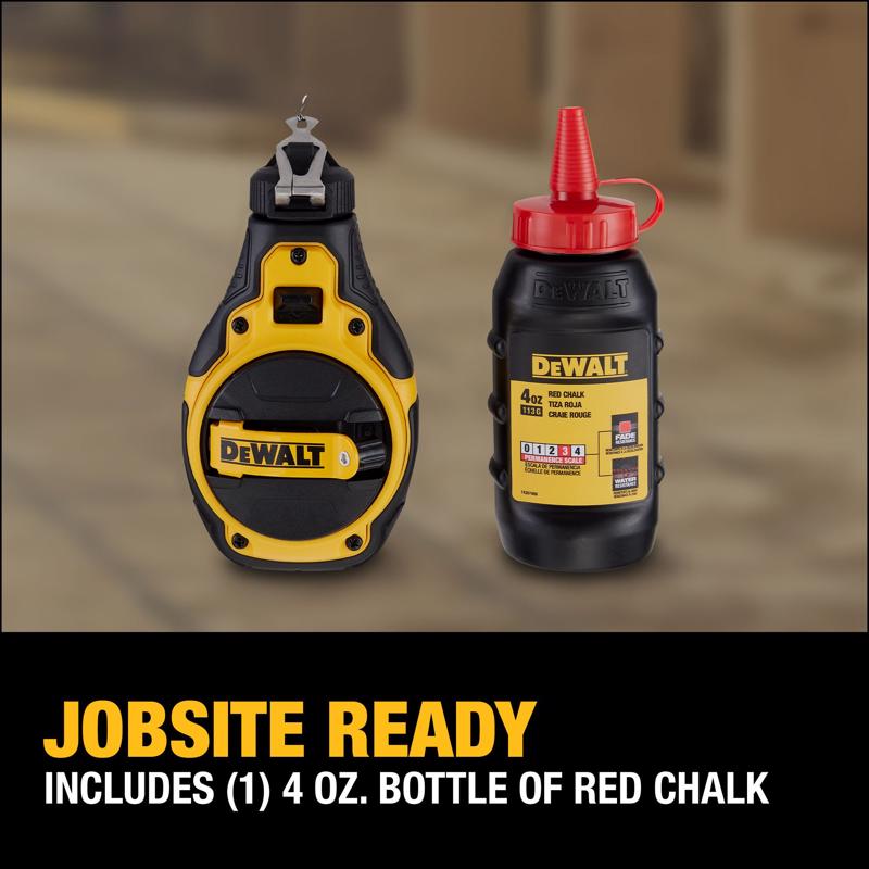 DeWalt Red Bi-Material Chalk Line Reel Kit Bold Braided Line