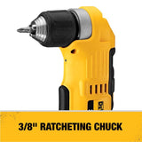 DeWalt 20V MAX 3/8 in. Brushed Cordless Right Angle Drill Tool Only