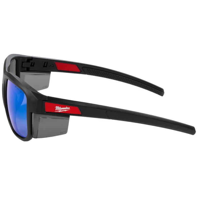 Milwaukee Full Frame Safety Glasses Blue Mirror Lens Black Frame 1 pair