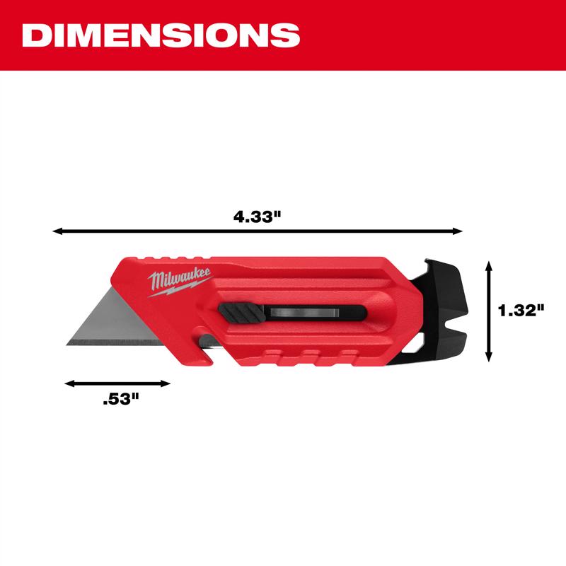 Milwaukee 4.33 in. Sliding Compact Utility Knife Red 1 pc