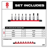 Milwaukee 3/8 in. drive SAE 6 Point Hex Bit Socket Set 8 pc