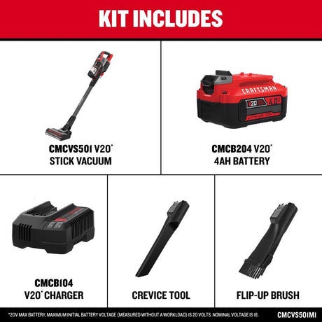 Craftsman Brushless RP Bagless Cordless Standard Filter Stick Vacuum Kit