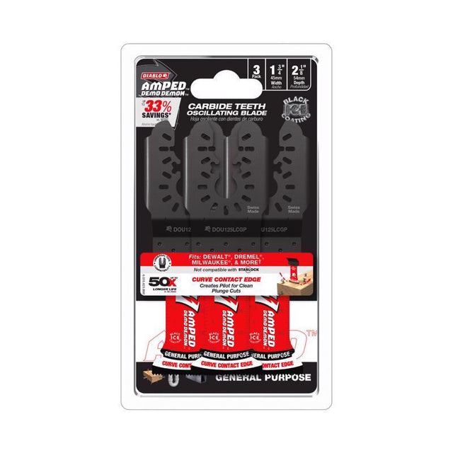 Diablo Demo Demon 2-1/8 in. L X 1-1/4 in. W Carbide Oscillating Blade 3 pk