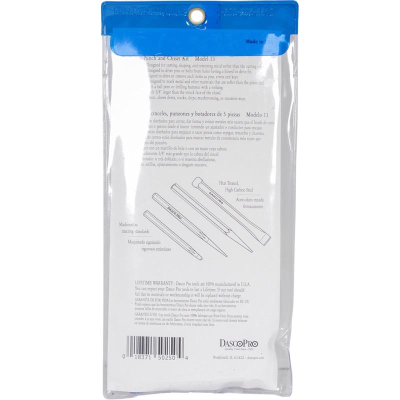 DascoPro Carbon Steel Center Punch and Cold Chisel 5 pc