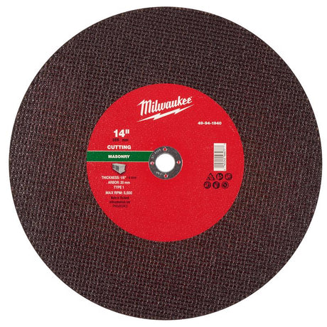 Milwaukee 14 in. D X 1 in. X 1/8 in. thick Masonry Cut-Off Wheel 1 pc