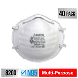 3M N95 Disposable Particulate Respirator White 40 pk
