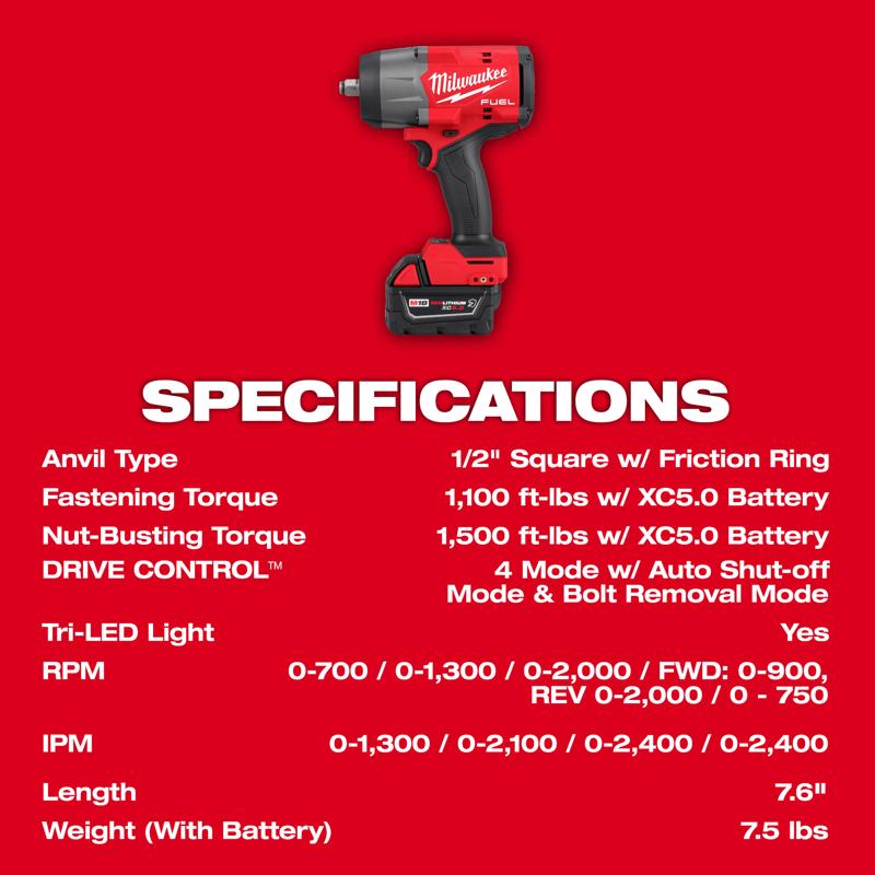 Milwaukee M18 FUEL 1/2 in. High Torque Impact Wrench Kit