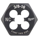Milwaukee High Carbon Steel SAE Hexagon Die 3/8-16 NC 1 pc