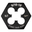 Milwaukee High Carbon Steel SAE Hexagon Die 9/16-18 NF 1 pc