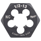 Milwaukee High Carbon Steel SAE Hexagon Die 1/2-13 NC 1 pc