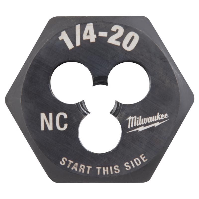 Milwaukee High Carbon Steel SAE Hexagon Die 1/4-20 NC 1 pc