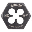 Milwaukee High Carbon Steel SAE Hexagon Die 5/16-18 NC 1 pc