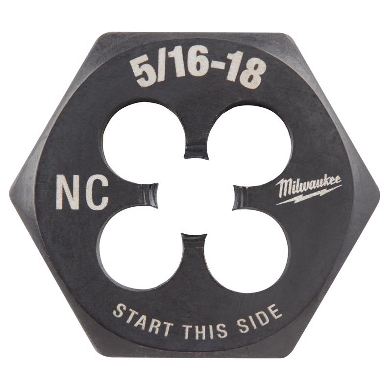 Milwaukee High Carbon Steel SAE Hexagon Die 5/16-18 NC 1 pc