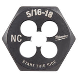 Milwaukee High Carbon Steel SAE Hexagon Die 5/16-18 NC 1 pc