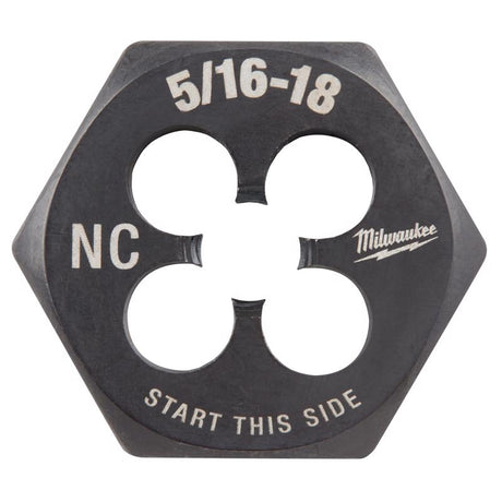 Milwaukee High Carbon Steel SAE Hexagon Die 5/16-18 NC 1 pc