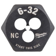 Milwaukee High Carbon Steel SAE Hexagon Die 6-32 NC 1 pc