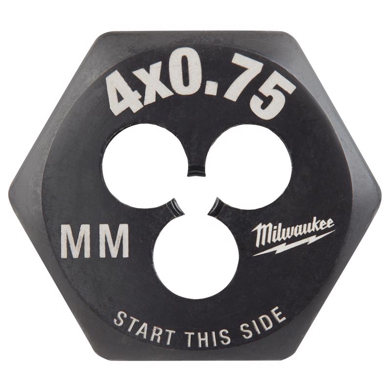 Milwaukee High Carbon Steel Metric Hexagon Die M4-0.75 mm 1 pc
