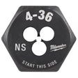 Milwaukee High Carbon Steel SAE Hexagon Die 4-36 NS 1 pc