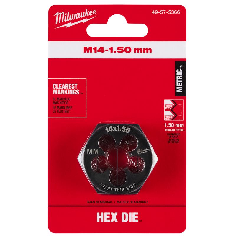 Milwaukee High Carbon Steel Metric Hexagon Die M14-1.5 mm 1 pc
