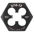 Milwaukee High Carbon Steel SAE Hexagon Die 9/16-12 NC 1 pc